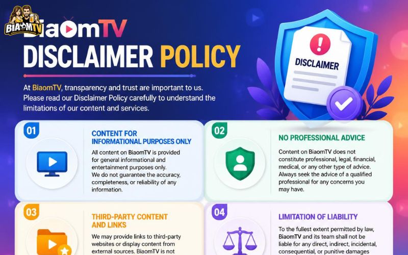 Chính sách miễn trừ trách nhiệm dành cho người dùng BiaomTV