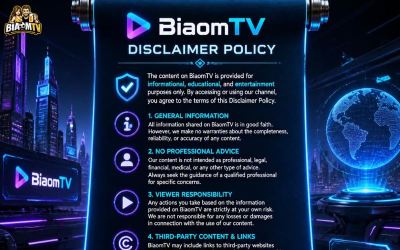 Miễn trừ trách nhiệm BiaomTV và phạm vi áp dụng